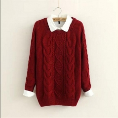 Women's Cable Crew-Neck long sleeve Sweater