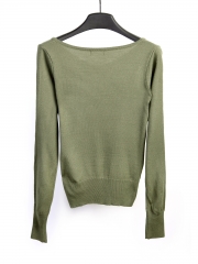 long sleeve V-neck thin knit thin sweater for woman's