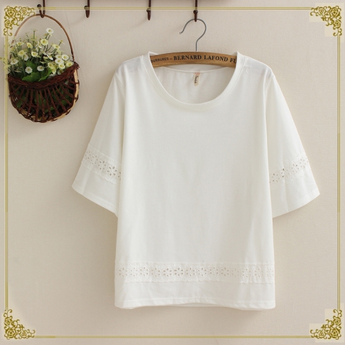 Embroidery add five length blouse embroidery t-shirt