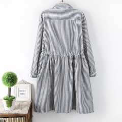 Button long sleeve A line dress work one-piece for woman