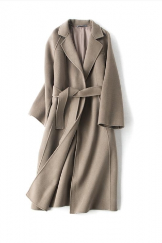 Fashion long coat ladids long length trench coat with belt for winter
