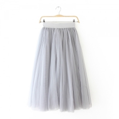 Cute long skirt ladies rubber waist skirt bubble skirt for woman