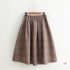 Knee length skirt rubber waist skirt classic skirt ladies check plaid skirt